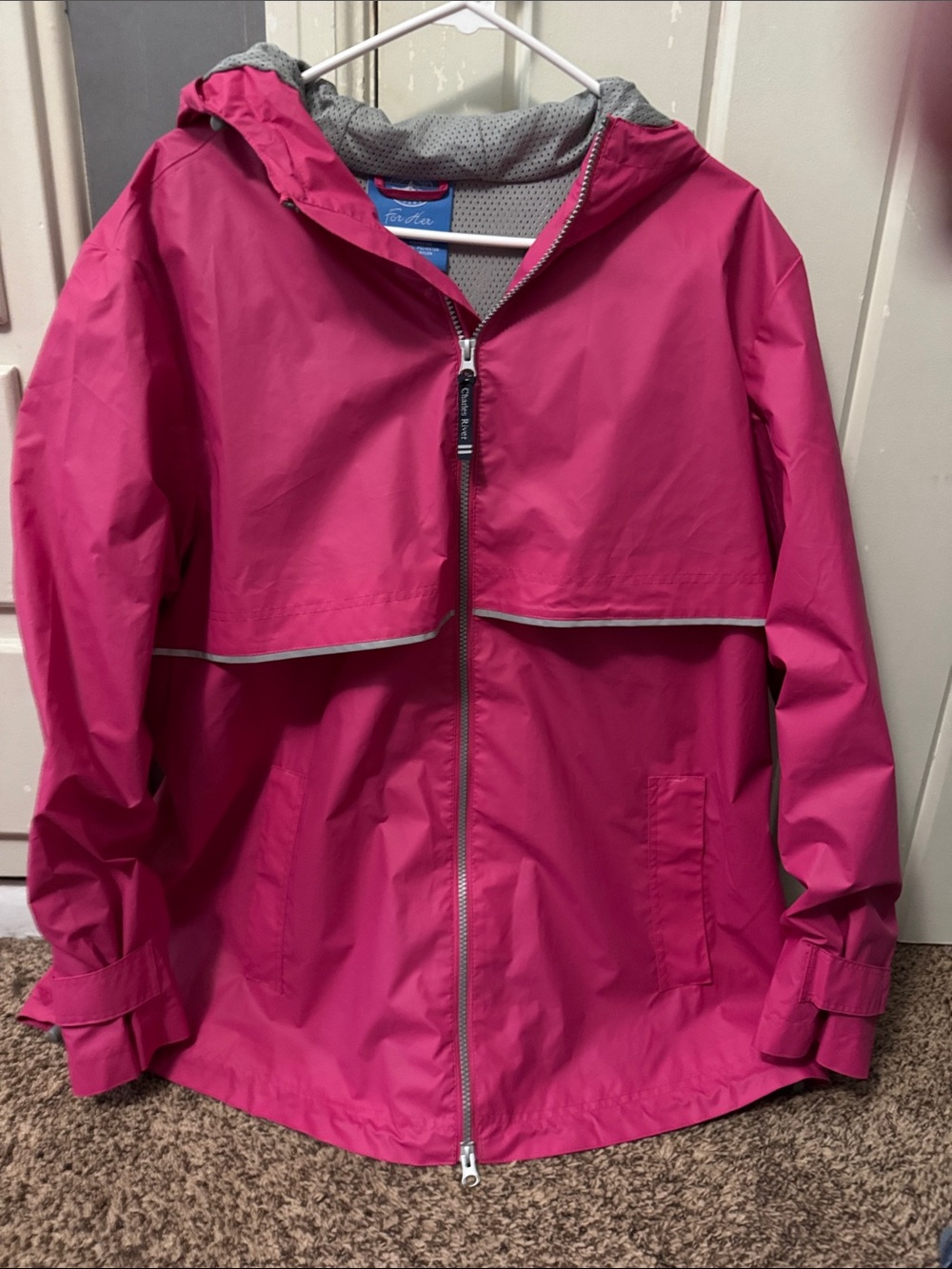 Charles River Apparel Bright Pink Hooded Raincoat